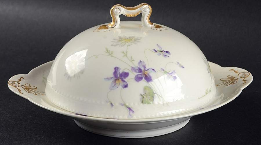 Schleiger 453b Round Covered Butter with Strainer by Haviland-1