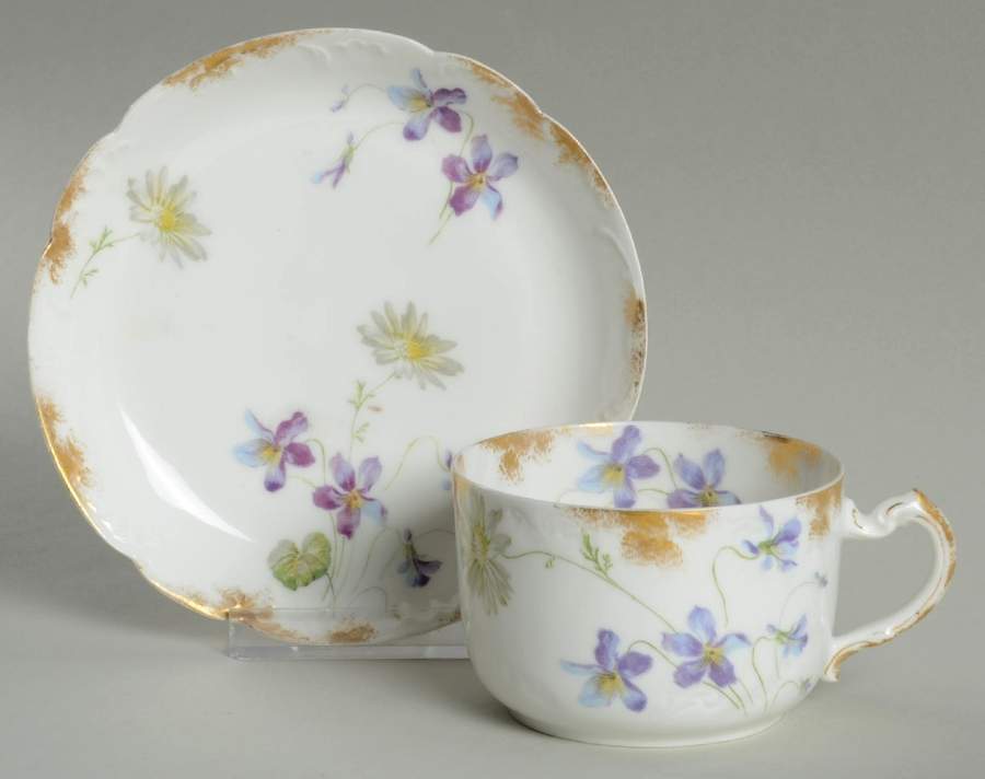 Schleiger 453d Flat Cup & Saucer Set by Haviland-1
