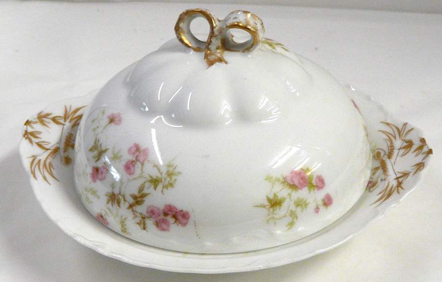 Schleiger 459C Round Covered Butter with Strainer by Haviland-1
