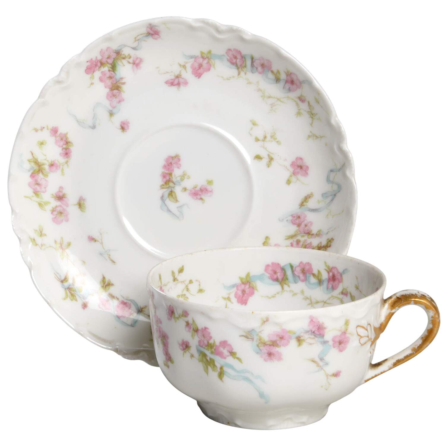 Schleiger 481 Flat Cup & Saucer Set by Haviland-1
