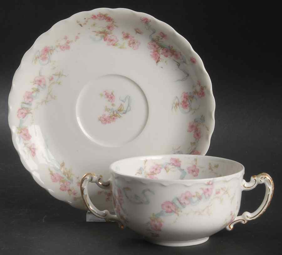 Schleiger 481F Flat Bouillon Cup & Saucer by Haviland-1