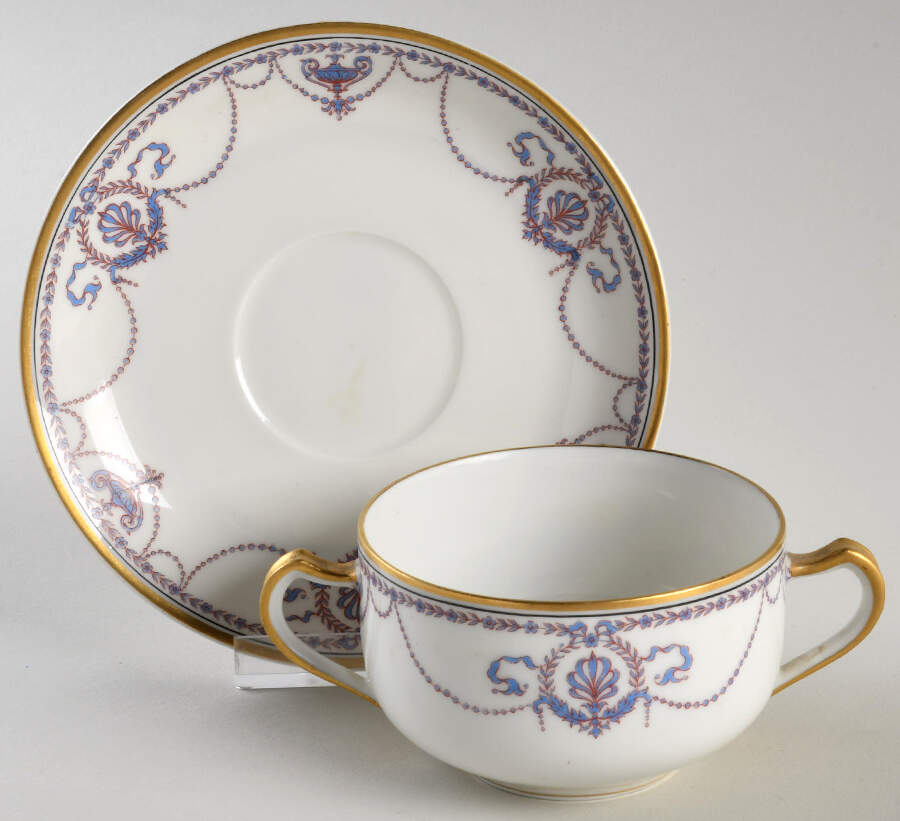 Schleiger 510a Flat Bouillon Cup & Saucer by Haviland-1