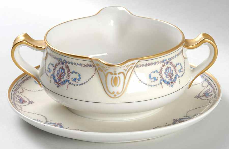 Schleiger 510D Gravy Boat with Attached Underplate by Haviland-1