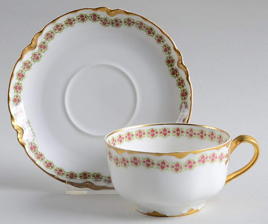 Schleiger 521 Flat Cup & Saucer Set by Haviland-1