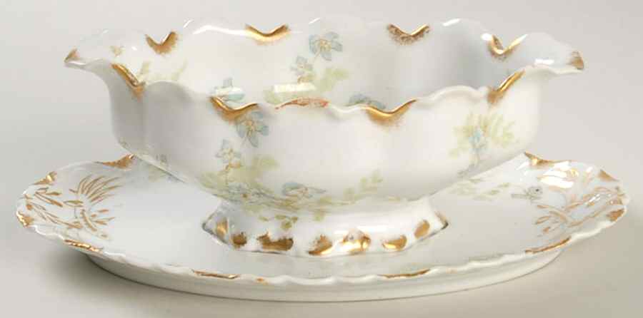 Schleiger 52b Gravy Boat with Attached Underplate by Haviland-1