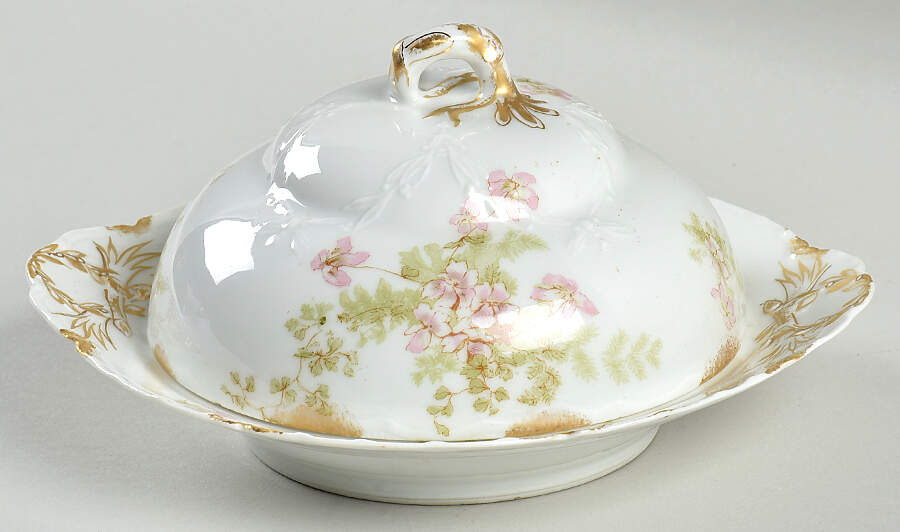 Schleiger 52D Round Covered Butter with Strainer by Haviland-1