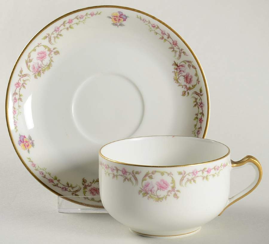 Schleiger 534 Flat Cup & Saucer Set by Haviland-1