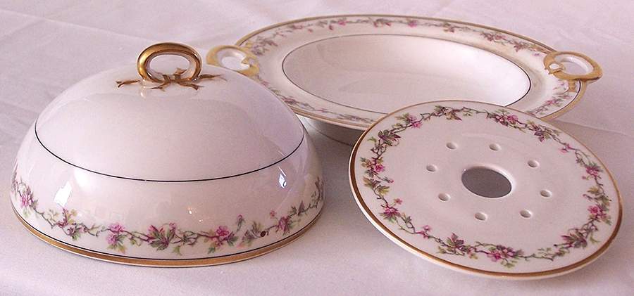 Schleiger 538 Round Covered Butter with Strainer by Haviland-1