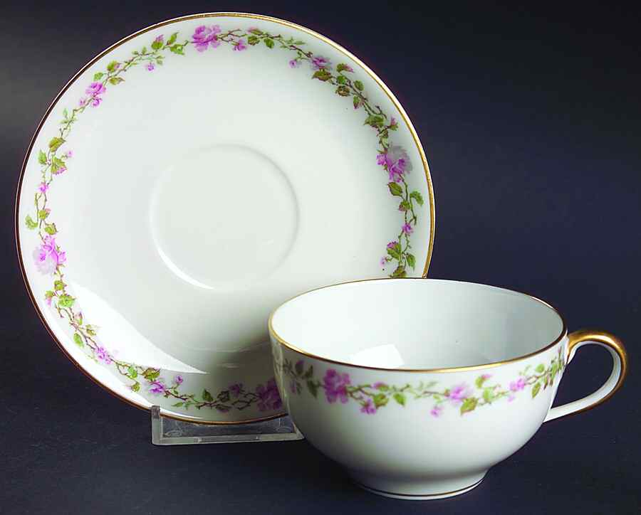 Schleiger 542 Flat Cup & Saucer Set by Haviland-1