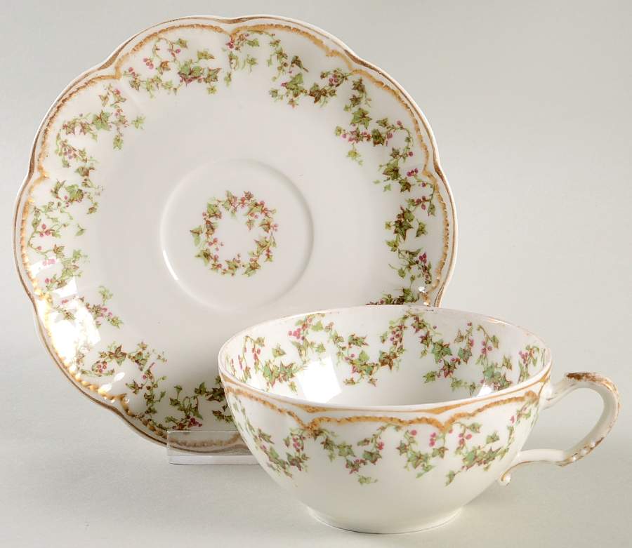Schleiger 543 Flat Cup & Saucer Set by Haviland-1