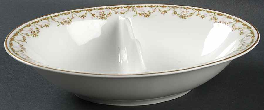 Schleiger 544 10" Oval Divided Vegetable Bowl by Haviland-1