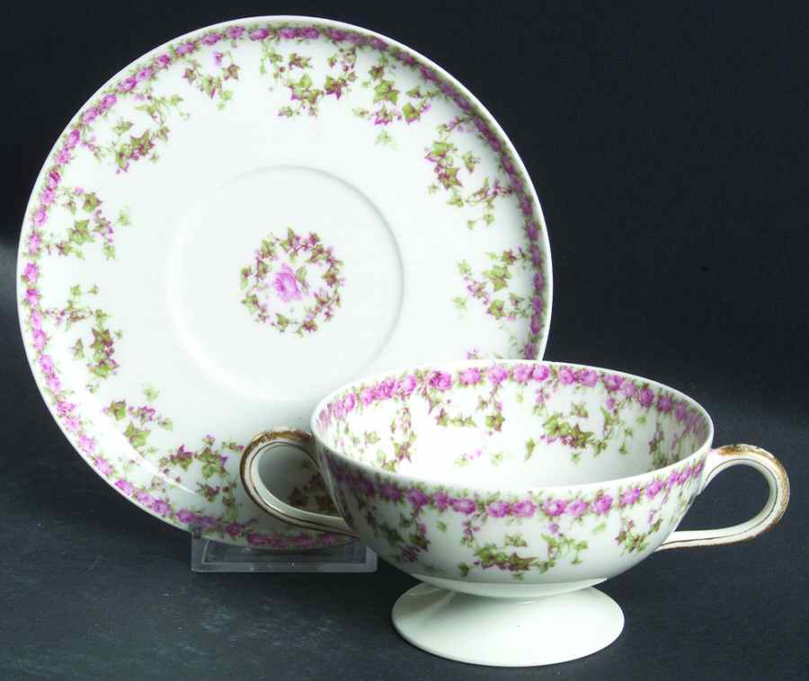 Schleiger 547 Footed Bouillon Cup & Saucer by Haviland-1
