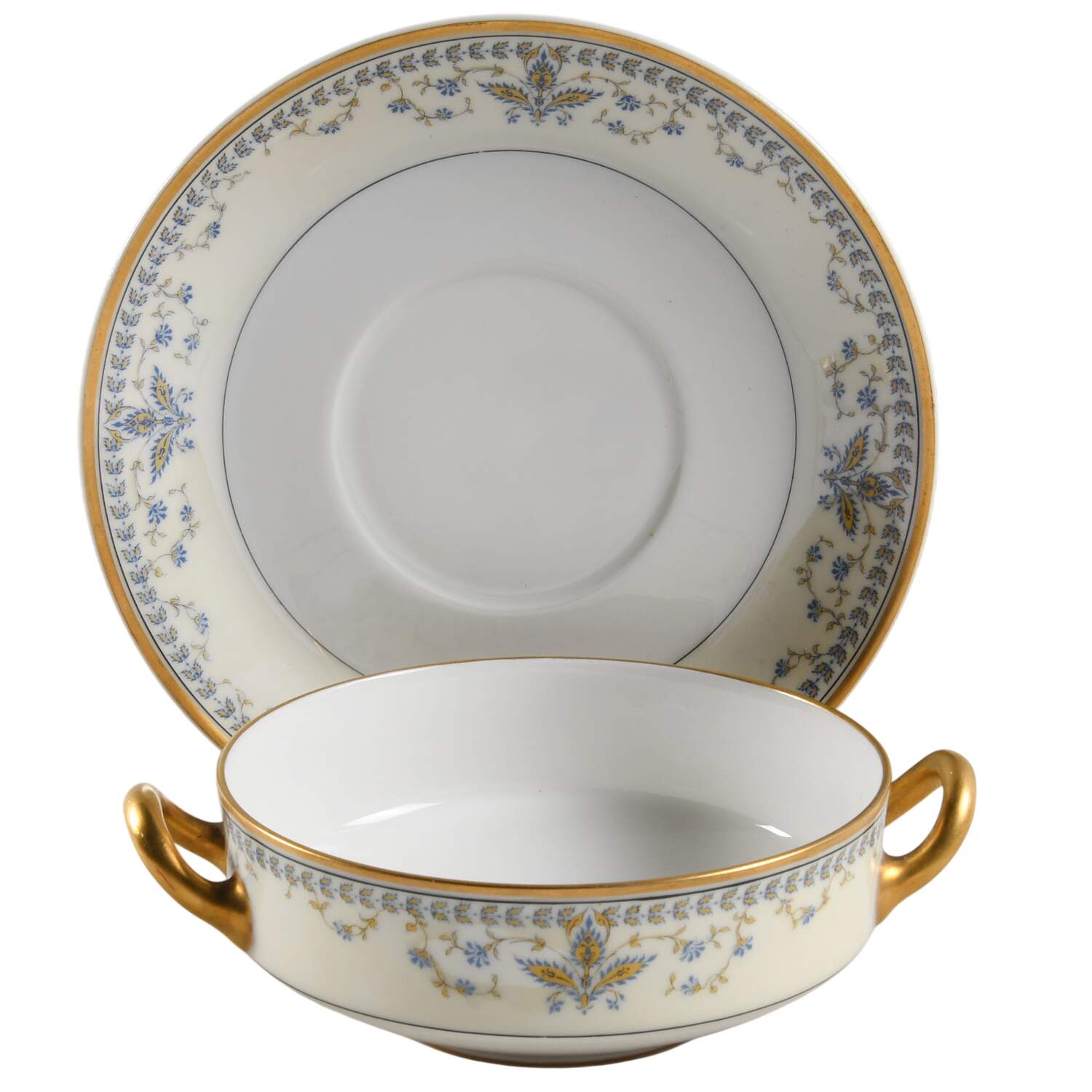 Schleiger 553 Footed Cream Soup Bowl & Saucer Set by Haviland-1
