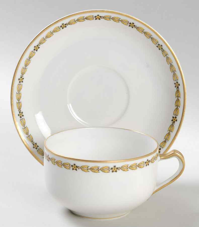 Schleiger 563 Flat Cup & Saucer Set by Haviland-1