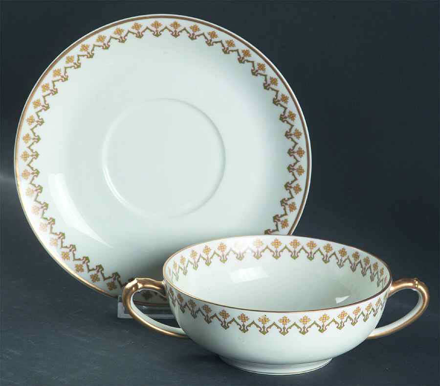 Schleiger 570 Flat Cream Soup Bowl & Saucer Set by Haviland-1