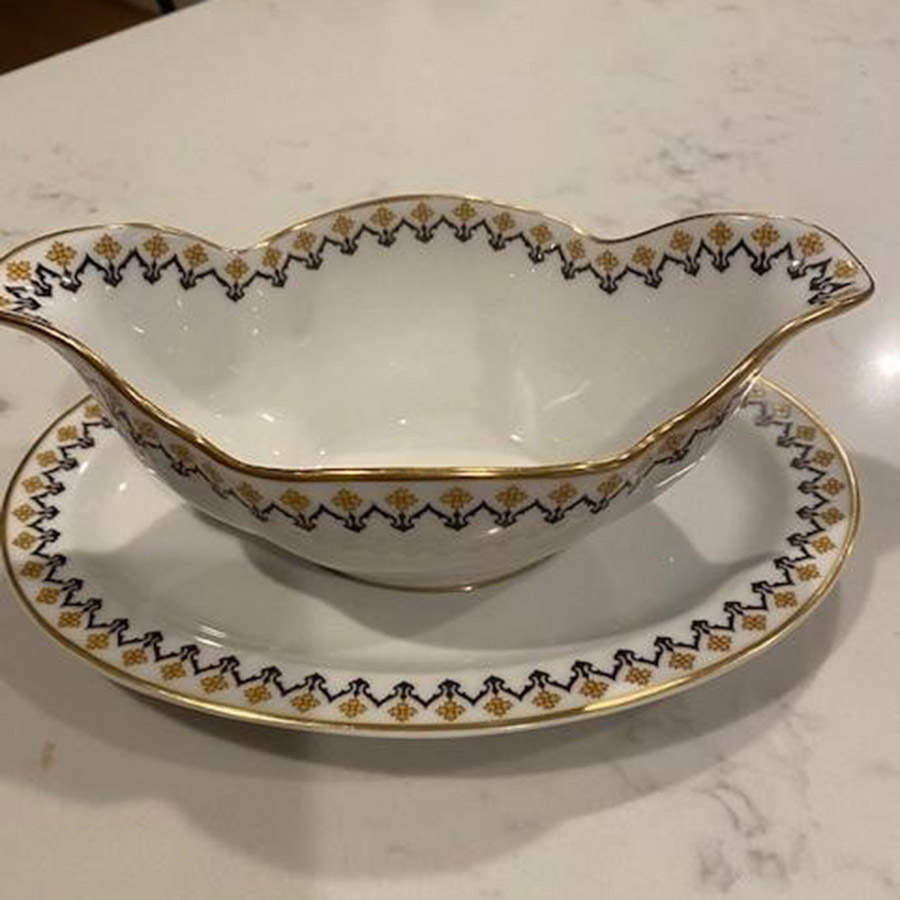 Schleiger 570B Gravy Boat with Attached Underplate by Haviland-1