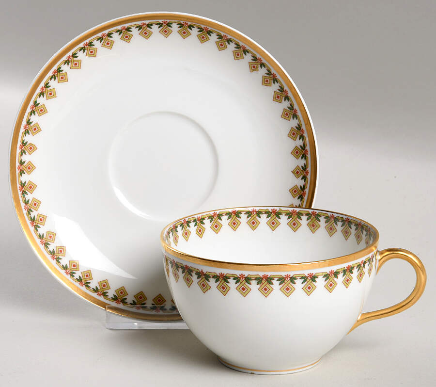Schleiger 574 Flat Cup & Saucer Set by Haviland-1