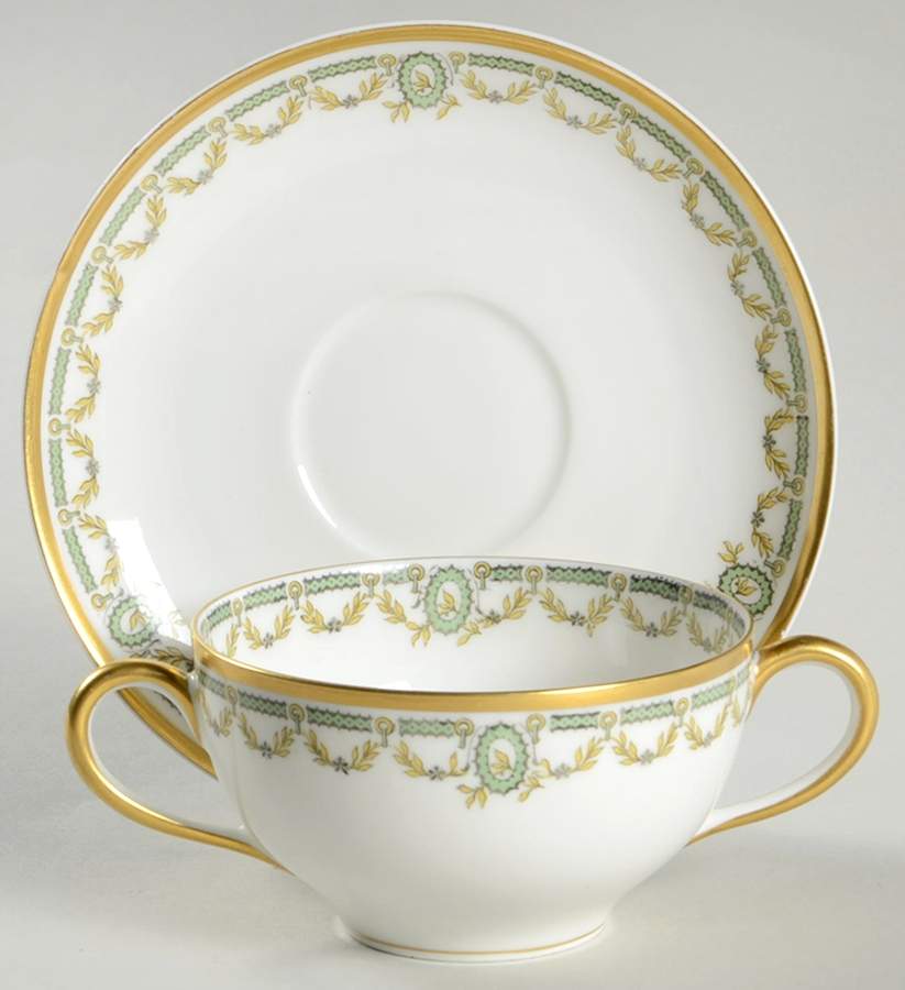 Schleiger 577A Flat Cream Soup Bowl & Saucer Set by Haviland-1