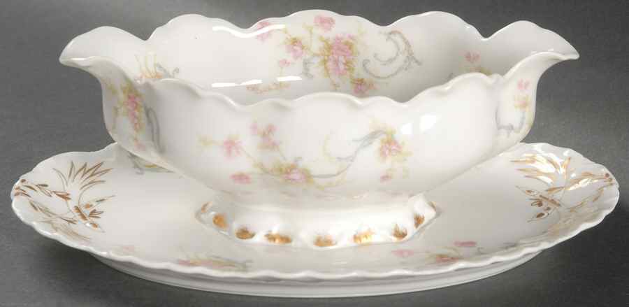 Schleiger 57A Gravy Boat with Attached Underplate by Haviland-1