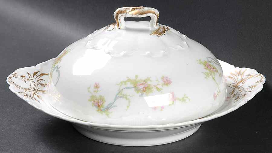Schleiger 57A Round Covered Butter with Strainer by Haviland-1