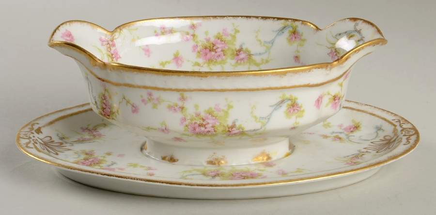 Schleiger 57J Gravy Boat with Attached Underplate by Haviland-1