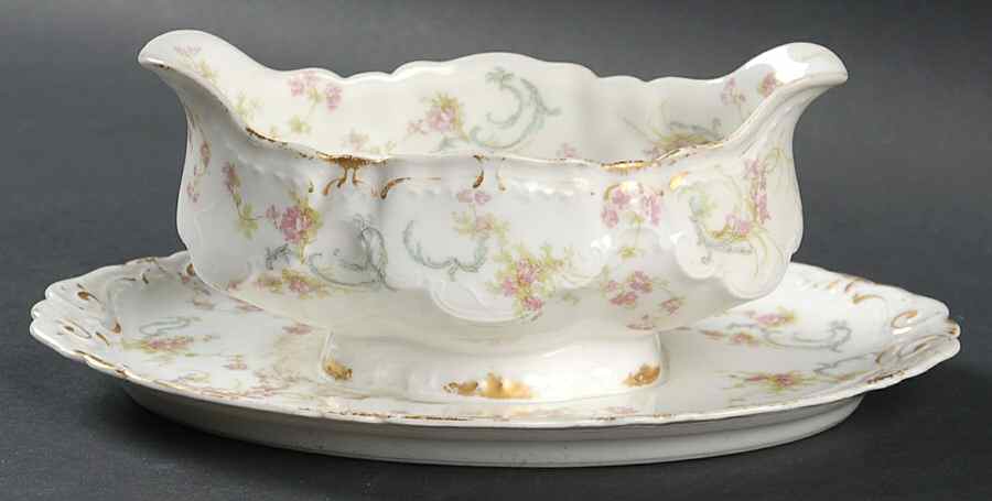 Schleiger 57N Gravy Boat with Attached Underplate by Haviland-1