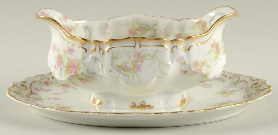 Schleiger 57N Gravy Boat with Attached Underplate by Haviland-1