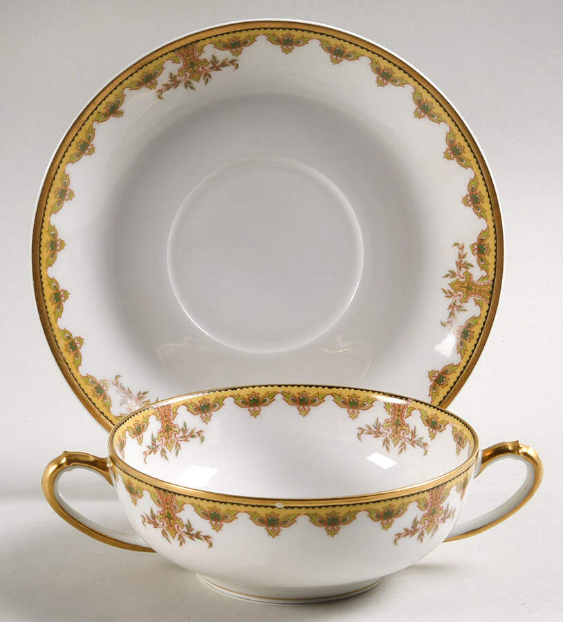 Schleiger 582 Cream Soup Bowl & Saucer Set by Haviland-1