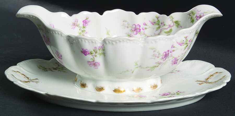 Schleiger 58A Gravy Boat with Attached Underplate by Haviland-1