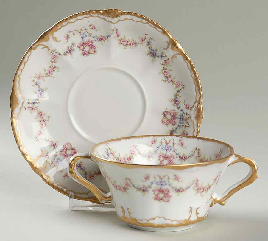 Schleiger 597 Flat Bouillon Cup & Saucer by Haviland-1