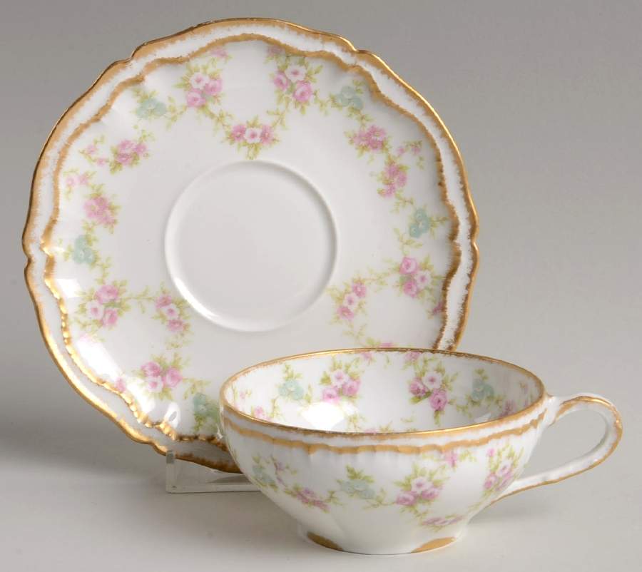 Schleiger 598 Flat Cup & Saucer Set by Haviland-1