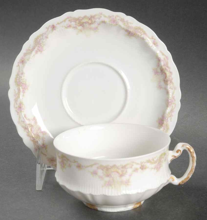 Schleiger 599 Flat Cup & Saucer Set by Haviland-1