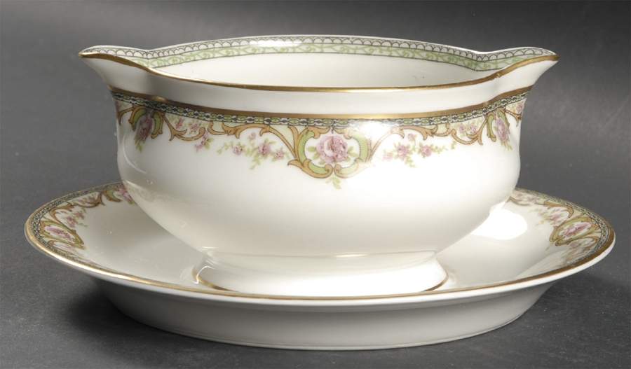 Schleiger 614a Gravy Boat with Attached Underplate by Haviland-1