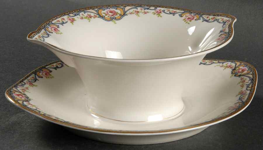 Schleiger 614E Gravy Boat with Attached Underplate by Haviland-1