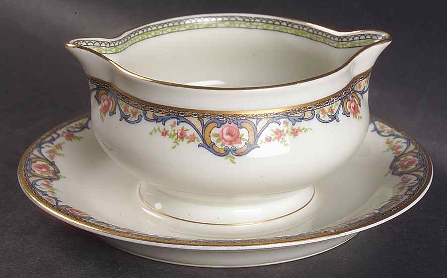 Schleiger 614E Gravy Boat with Attached Underplate by Haviland-1