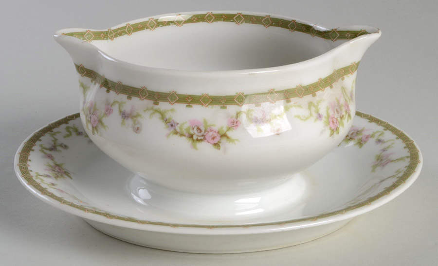 Schleiger 615 Gravy Boat with Attached Underplate by Haviland-1