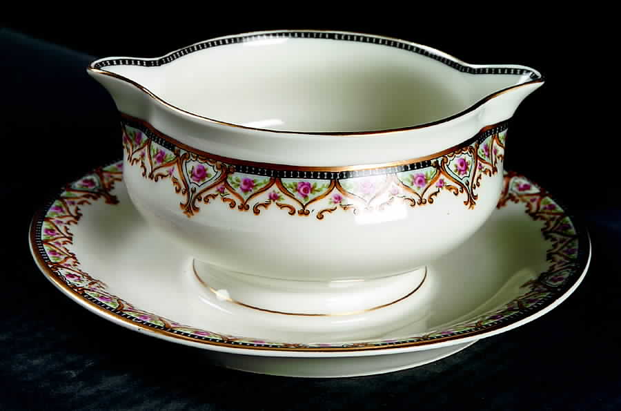 Schleiger 617b Gravy Boat with Attached Underplate by Haviland-1