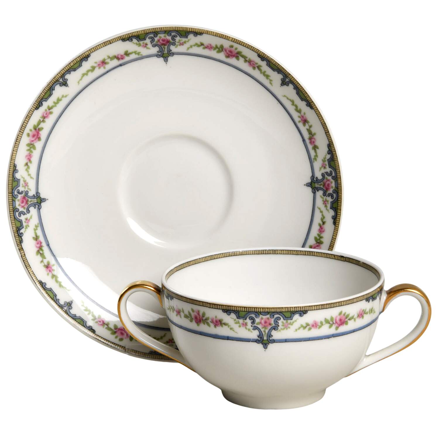 Schleiger 618a Flat Bouillon Cup & Saucer by Haviland-1