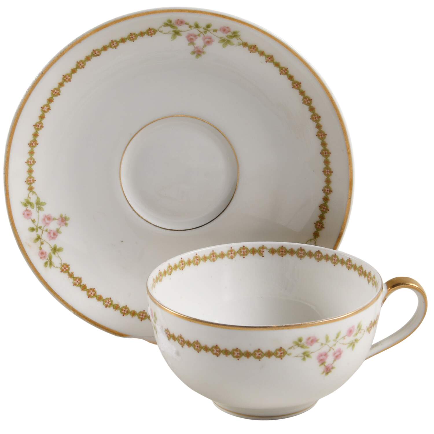 Schleiger 624 Flat Cup & Saucer Set by Haviland-1
