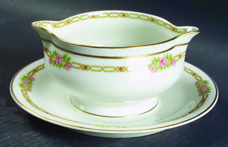 Schleiger 635 Gravy Boat with Attached Underplate by Haviland-1