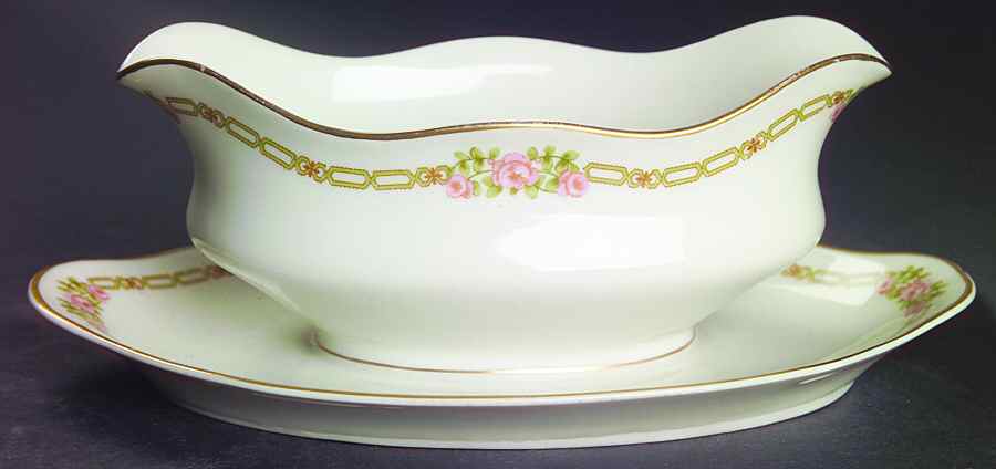 Schleiger 635 Gravy Boat with Attached Underplate by Haviland-1