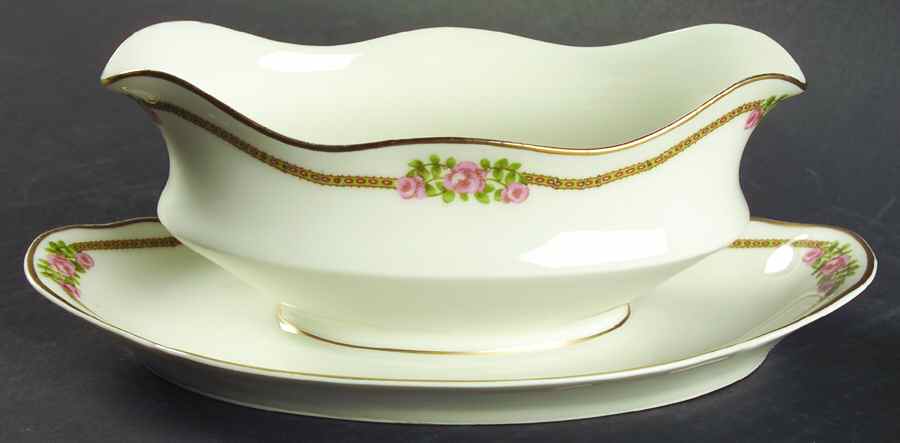 Schleiger 636A Gravy Boat with Attached Underplate by Haviland-1