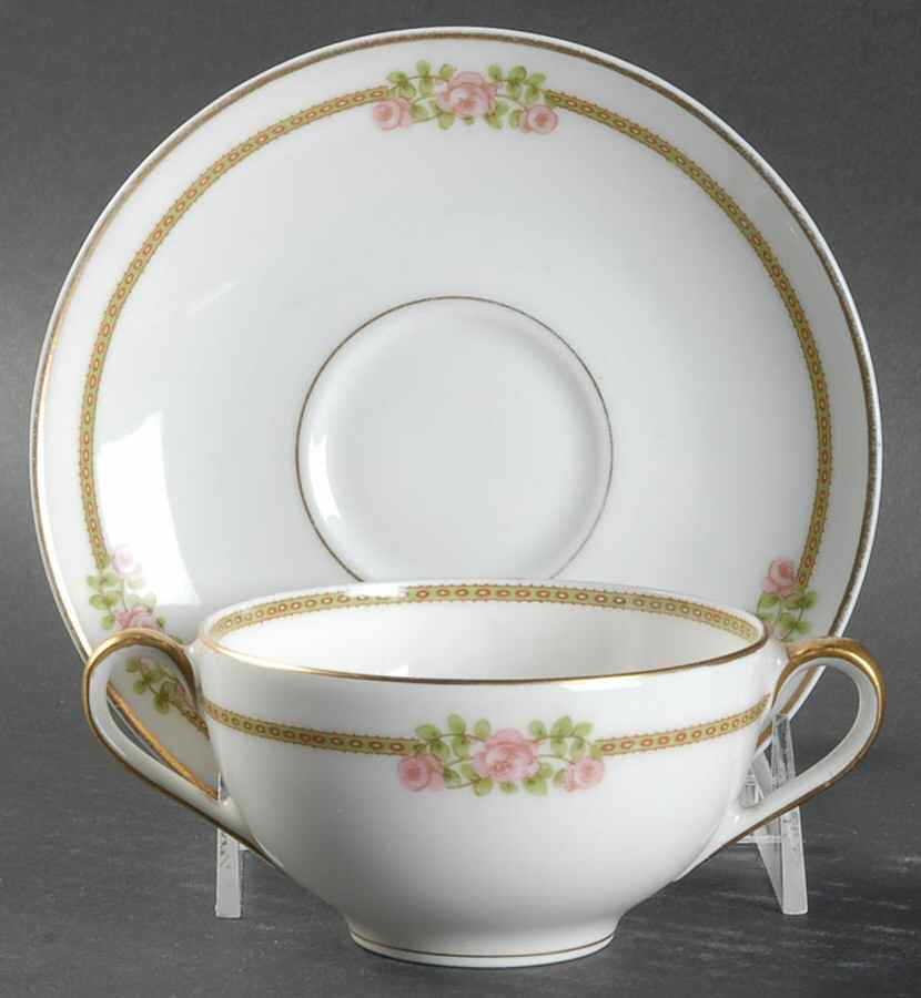 Schleiger 636A Flat Bouillon Cup & Saucer by Haviland-1