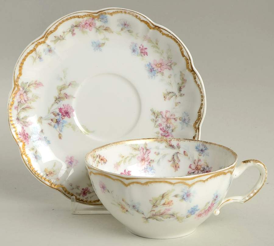 Schleiger 659A Flat Cup & Saucer Set by Haviland-1