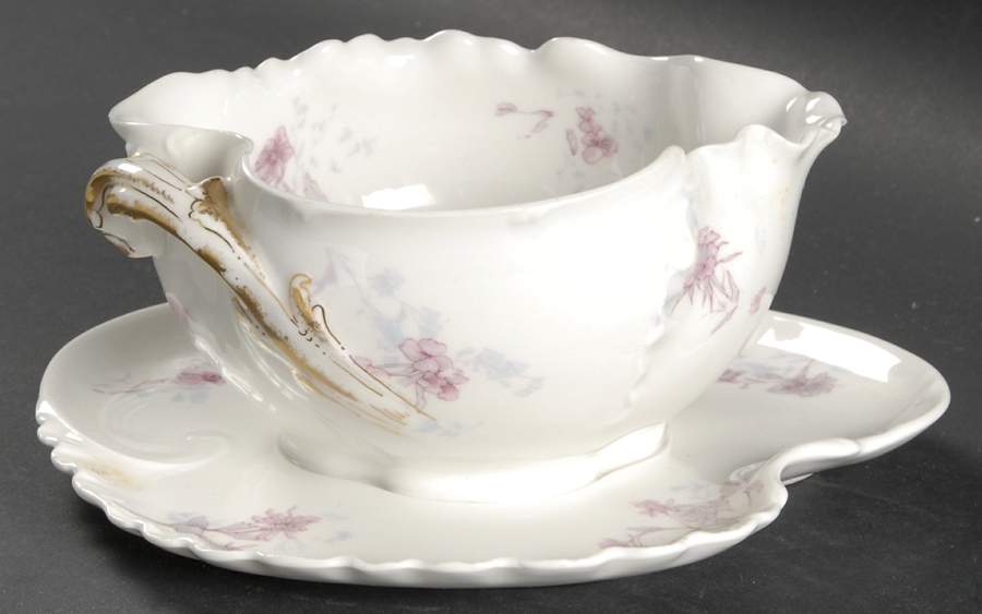 Schleiger 678A Gravy Boat w/Attached Underplate No Lid by Haviland-1