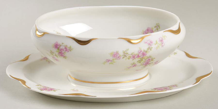 Schleiger 67D Gravy Boat w/Attached Underplate No Lid by Haviland-1