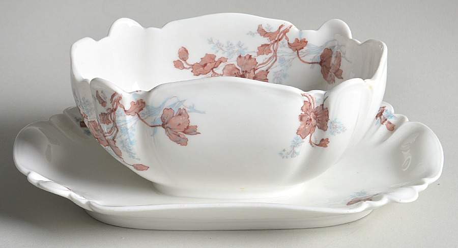 Schleiger 685c Gravy Boat with Attached Underplate by Haviland-1