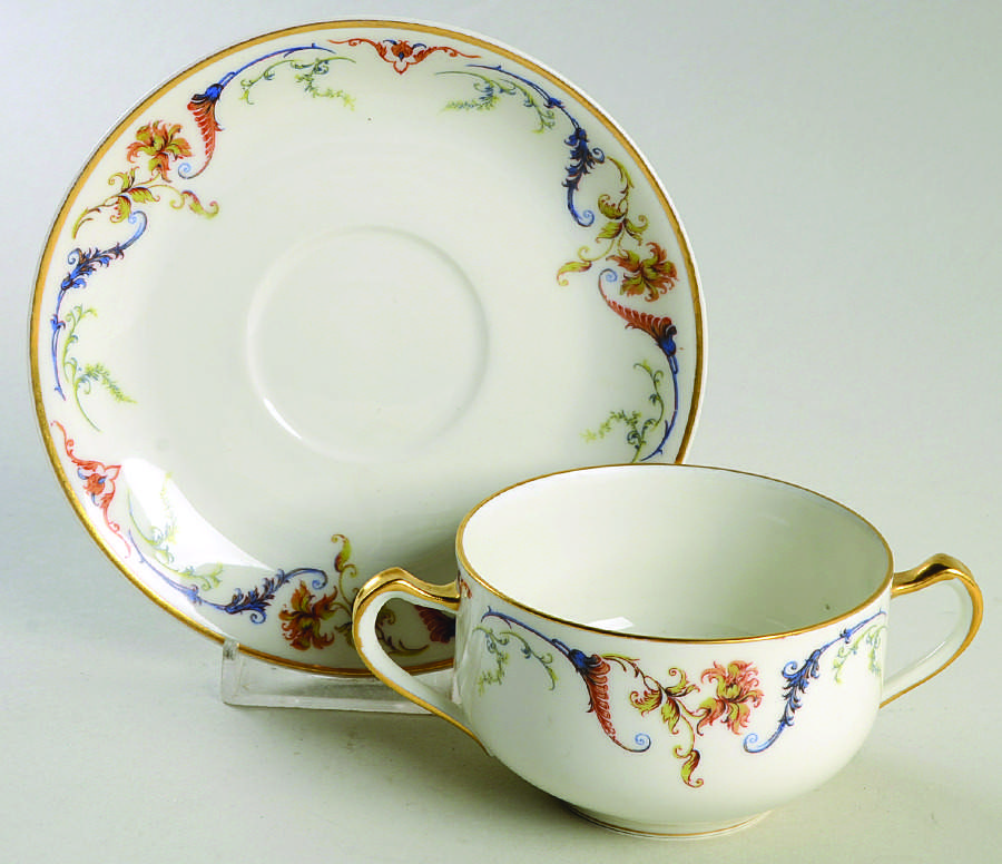 Schleiger 701A Flat Bouillon Cup & Saucer by Haviland-1