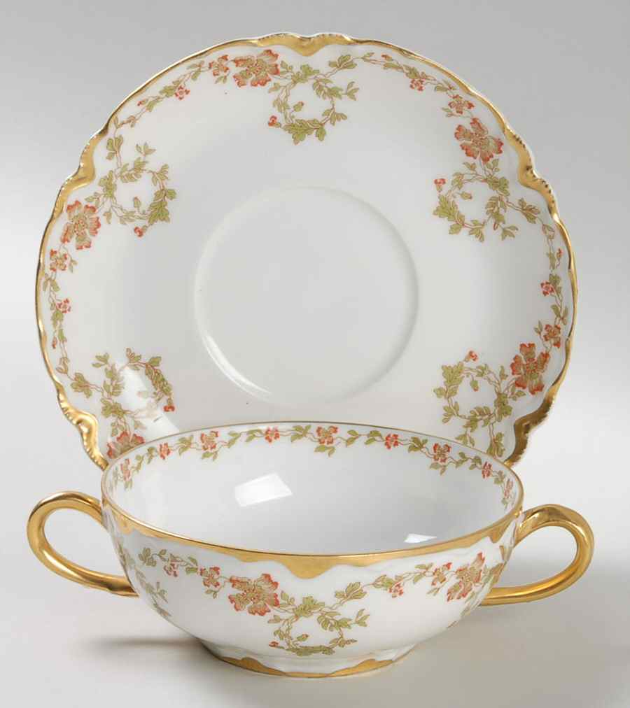 Schleiger 705 Flat Cream Soup Bowl & Saucer Set by Haviland-1