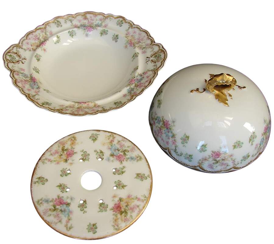 Schleiger 72 Round Covered Butter with Strainer by Haviland-1